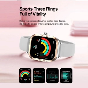 Ceas smartwatch dama, Singlait® SG82 Luxury, dreptunghi AMOLED 1.75", inteligent, fitness, sport, rezistent apa, smart, notificari, wireless, apel Bluetooth 5.3, microfon HD, pentru femei, carcasa metalica, 2 bratari incluse, metal si silicon, argintiu - Img 6