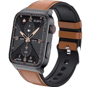 Ceas smartwatch, Singlait® Sinwatch12, inteligent, fitness, sport, rezistent la apa, functie smart numarat pasi, unisex, notificari, ecran 1.92", apelare Bluetooth, microfon HD, monitorizare somn, 2 bratari incluse, negru, maro - Img 2