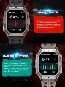 Ceas Smartwatch barbati Singlait ST3P, display Amoled 2.13inch, full-touch, apel Bluetooth, notificari, baterie 1000mAh, rezistent la apa, asistent vocal, moduri sportive, informatii meteo, negru - Img 6