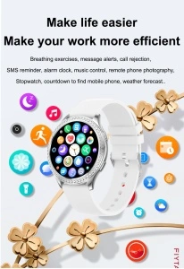Ceas smartwatch dama, Singlait SG53, ecran rotund AMOLED 1.32", inteligent, fitness, sport, rezistent apa 3ATM, smart, notificari, wireless, apel Bluetooth 5.3, microfon HD, pentru femei, carcasa metalica, 2 bratari incluse, metal si silicon, argintiu - Img 7