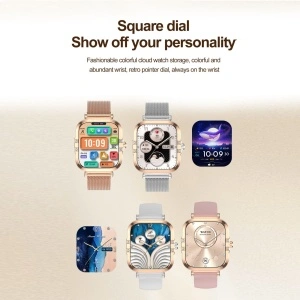 Ceas smartwatch dama, Singlait® SG82 Luxury, dreptunghi AMOLED 1.75", inteligent, fitness, sport, rezistent apa, smart, notificari, wireless, apel Bluetooth 5.3, microfon HD, pentru femei, carcasa metalica, 2 bratari incluse, metal si silicon, argintiu - Img 8