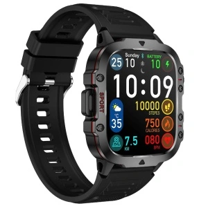 Ceas smartwatch, Singlait QS11N, inteligent, fitness, sport, rezistent la apa, functie de numarat pasi, distanta, notificari, ecran 1.96", Sms-uri, apelare Bluetooth, vremea, microfon HD, monitorizare somn, ritm cardiac, pedometru, sedentarism, negru - Img 3