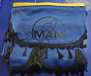Set complet perdele MAN albastru cu ciucuri, XLX