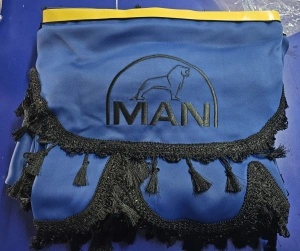 Set complet perdele MAN albastru cu ciucuri, XLX