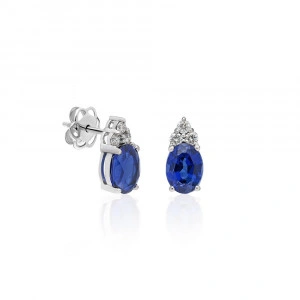 Cercei cu safir și diamante - 0,15CT; 2,17 CT