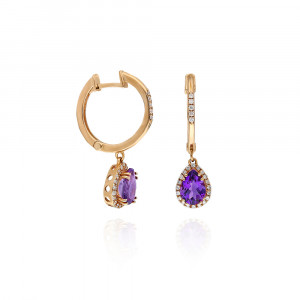 Cercei cu ametist și diamante - 0,18CT ; 1,31CT