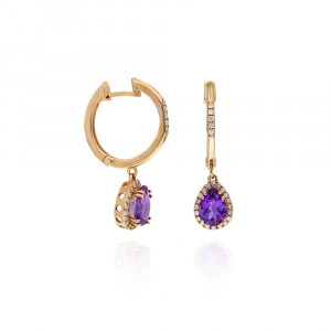 Cercei cu ametist și diamante - 0,18CT ; 1,31CT