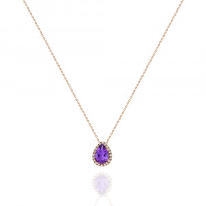 Lant cu ametist si diamante - 0,06CT; 0,62CT