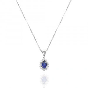 Lant cu safir si diamante - 0,08CT; 0,57CT
