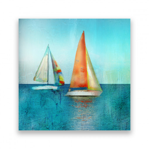 Tablou Canvas - Tablouri barci si vapoare, Vapor, Mare, Pictura, Albastru, 100 x 100 cm