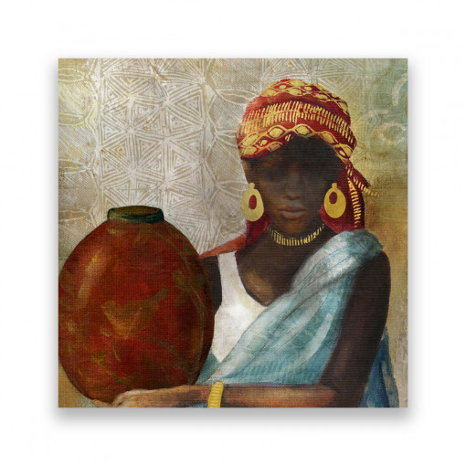 Tablou Canvas - Portret, Afro, Vaza, Pictura, 100 x 100 cm