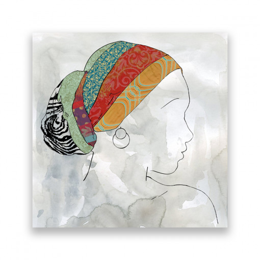 Tablou Canvas - Portret, Femeie, Afro, Pictura, Multicolor, 100 x 100 cm
