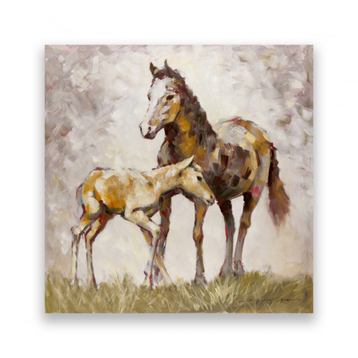 Tablou Canvas - Animal, Cal, Pictura, Maro, 100 x 100 cm