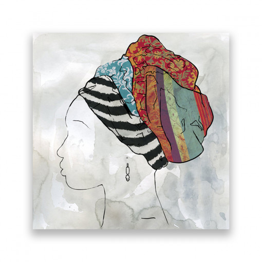 Tablou Canvas - Portret, Femeie, Afro, Multicolor, Pictura, 100 x 100 cm
