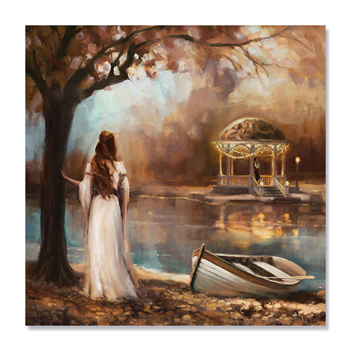 Tablou Canvas - Romantic, Lac, Barca, Figurativ 100 x 100 cm