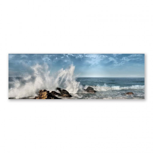 Tablou Canvas - Foto, Tablouri cu peisaj, Mare, Valuri, Stanci, 50 x 150 cm