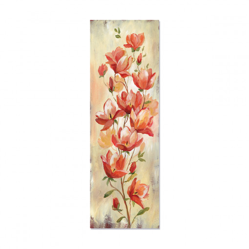 Tablou Canvas - Pictura, Tablouri cu flori, Floare, Rosu, Primavara, 50 x 150 cm