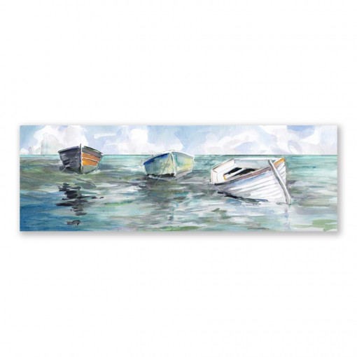 Tablou Canvas - Mare I, Barca, Pastel, Liniste, 50 x 150 cm