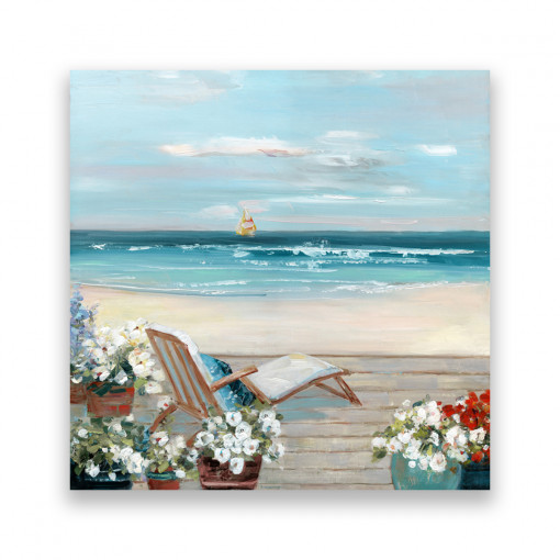 Tablou Canvas - Tablouri cu peisaj, Mare, Valuri, Plaja, Nisip, Tablouri cu flori, Vara, 100 x 100 cm