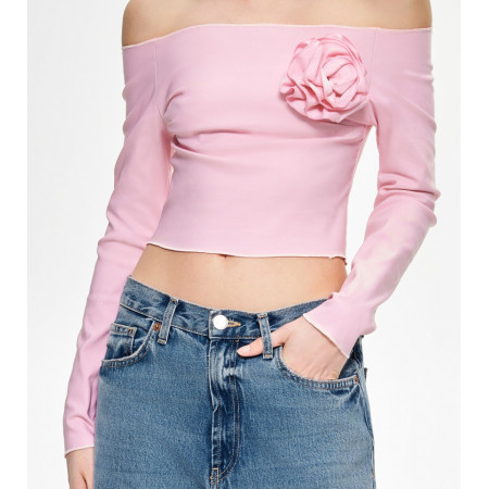 Crop top cu decolteu bardot