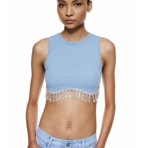 Cropped top cu strasuri - Img 1