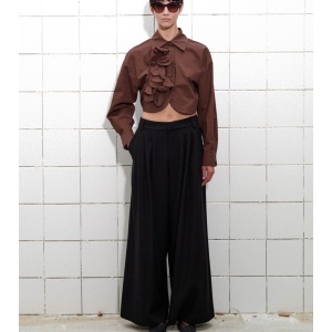 Camasa crop cu detaliu floral - Img 1