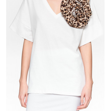 Tricou cu floare animal print - Img 1