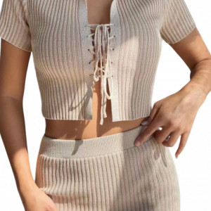 Tricou crop tricotat - Img 1