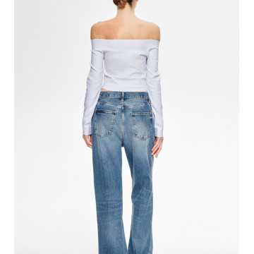 Crop top cu decolteu bardot - Img 7