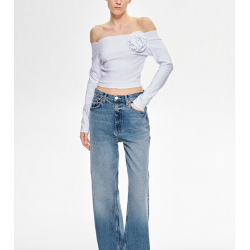 Crop top cu decolteu bardot - Img 8