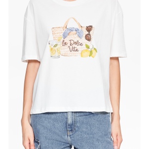 Tricou cu imprimeu "La dolce vita" | Alb - Img 2