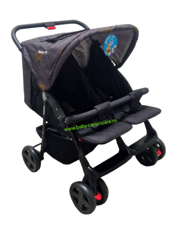 -Carucior-nou-nascut-2-in-1-Baby-C-pentru-gemeni-cod-P-700-Gri-Design-1