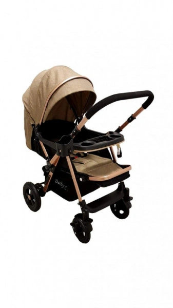 Cărucior nou născut 2 in 1+geanta multifuncționala+plasă pentru insecte Baby Care 511 Capuccino - Img 5