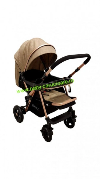 Cărucior nou născut 2 in 1 +plasă pentru insecte Baby Care 511 Dark Capuccino - Img 5