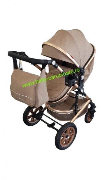 Cărucior nou născut 3 in 1 +geantă multifuncționala +plasă pentru insecte Baby Care S 530 Dark Capuccino - Img 6
