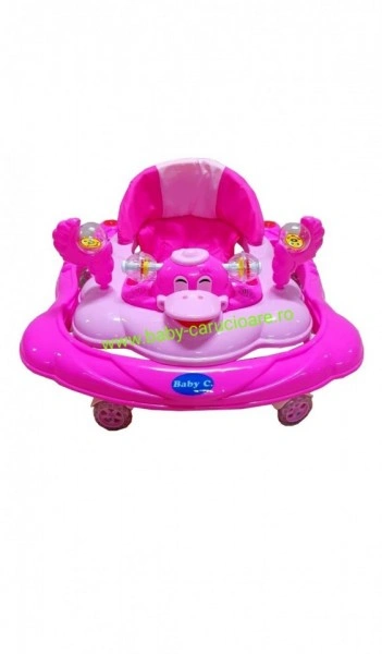 Premergator cu roți din silicon Baby Care Roz - Img 2