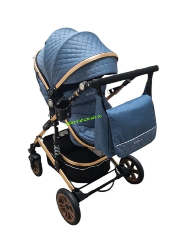 Cărucior-nou-născut-2-în-1-Baby-C-geantă-multifuncționala-plasă-pentru-insecte-cod-531-A-Albastru-Design - Img 4
