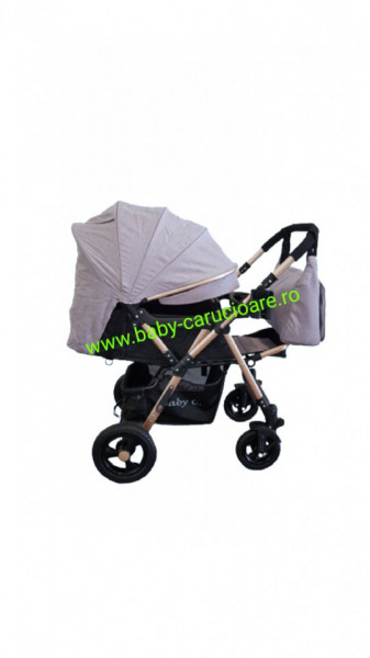 Cărucior nou născut 2 in 1+geantă multifuncționala+plasă pentru insecte Baby Care 511 Grey Gold