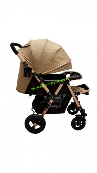 Cărucior nou născut 2 in 1+geanta multifuncționala+plasă pentru insecte Baby Care 511 Capuccino - Img 6