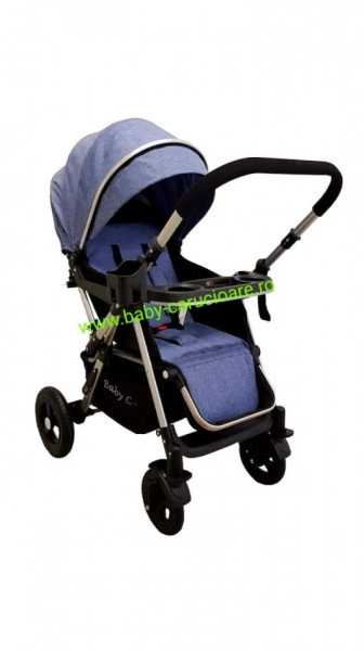 Cărucior nou născut 2 in 1 +plasă pentru insecte Baby Care 511 Albastru Jeans - Img 5