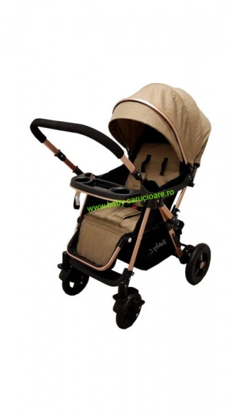 Cărucior nou născut 2 in 1 +plasă pentru insecte Baby Care 511 Dark Capuccino - Img 4