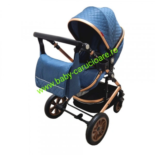 Cărucior-nou-născut-3-in-1-Baby-C-geantă-multifuncționala-plasă-pentru-insecte-cod-S-530-Albastru-Design-1 - Img 3