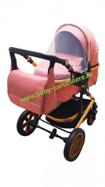 Carucior nou născut 3 in 1+ geantă multifuncționala +plasă pentru insecte Baby Care S 530 Roz Design - Img 7
