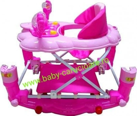 Premergator balansoar 2 in 1 cu roți din silicon Baby Care Ratusca Roz - Img 2
