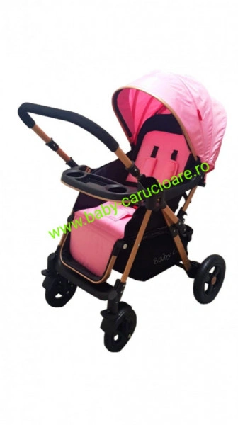 Cărucior nou născut 2 in 1 +plasă pentru insecte Baby Care 511 Roz - Img 3
