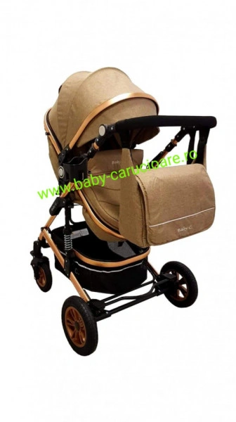 Cărucior nou născut 3 in 1 +geantă multifuncționala +plasă pentru insecte Baby Care 531 Dark Capuccino - Img 4