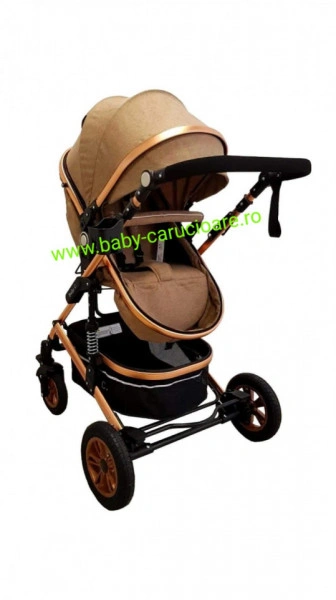 Cărucior nou născut 3 in 1 +geantă multifuncționala +plasă pentru insecte Baby Care 531 Dark Capuccino - Img 5