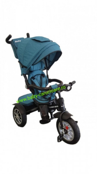 Tricicleta multifuncționala Turbo Bike cu poziție pentru somn Baby Care Turquoise