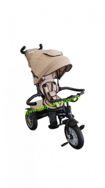 Tricicleta multifuncționala Turbo Bike cu poziție pentru somn Baby Care Capuccino - Img 5