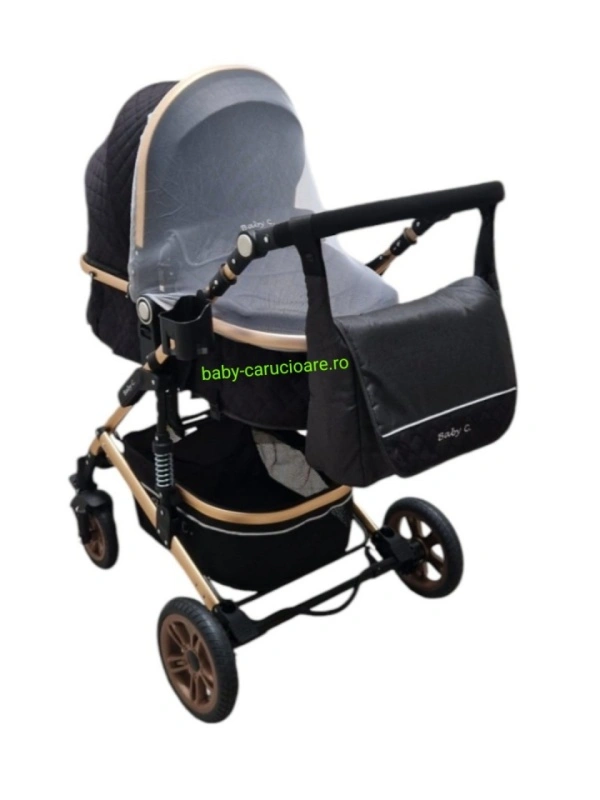 Cărucior-nou-născut-2-în-1-Baby-C-geantă-multifuncționala-plasă-pentru-insecte-cod-531-A-Negru - Img 4
